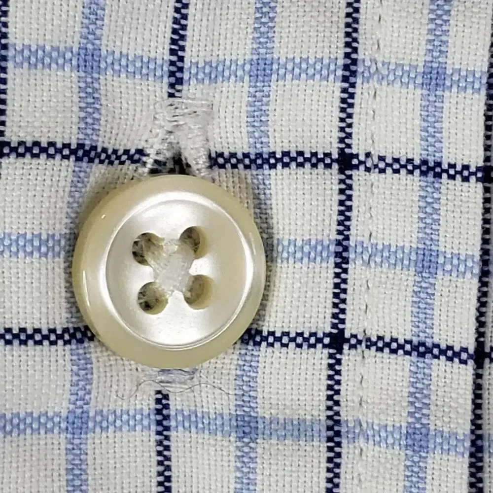 Polo Ralph Lauren Shirt Oxford Button Down Mens Size Large 17.5 Plaid Blue